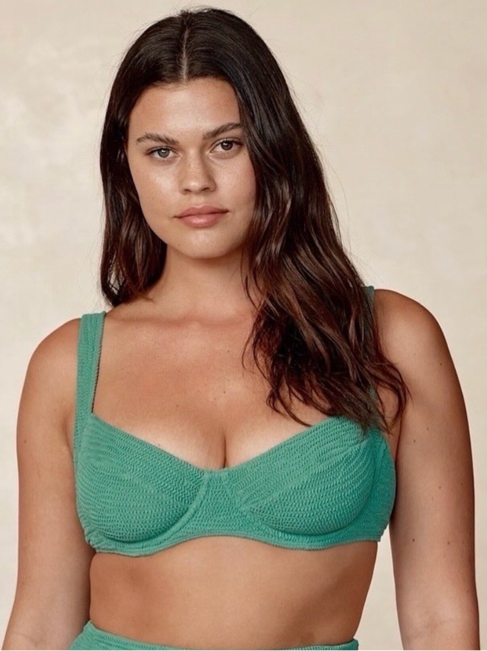 Monday Swimwear Sorrento Top, Pond Crinkle size Small